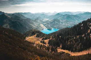 View of Lake Walchen from the mountain. More about Camping am Walchensee can be found in another article by us.